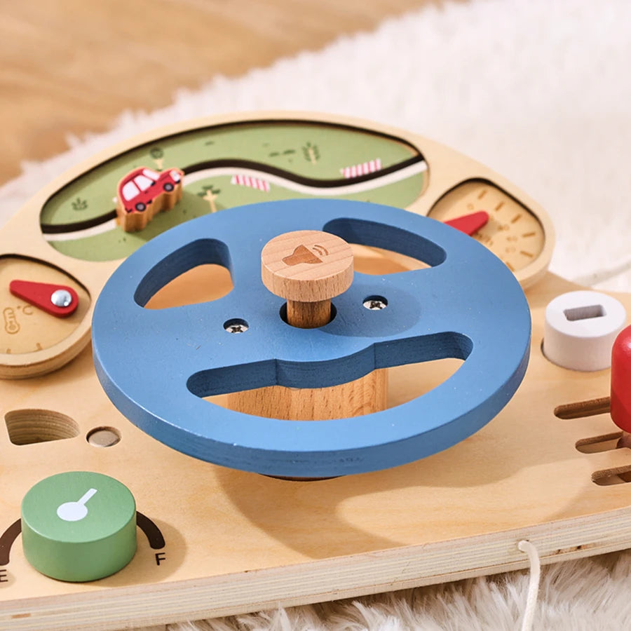 Lenkrad zum drücken aus Holz, Geschenk für kleine Jungen zum 1 Geburtstag