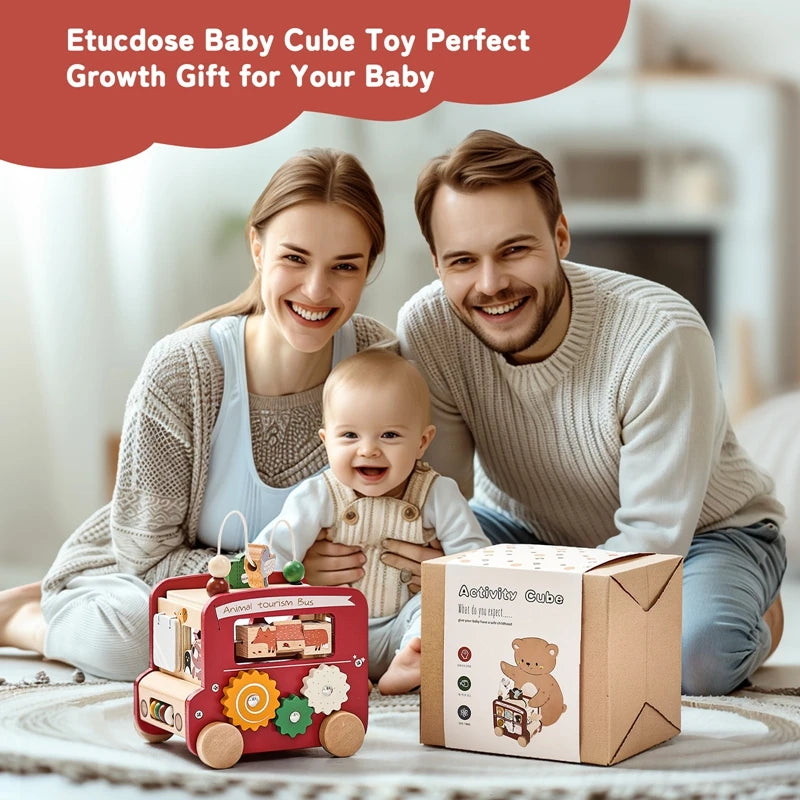 Wooden toy car motor skills cube / gift boy