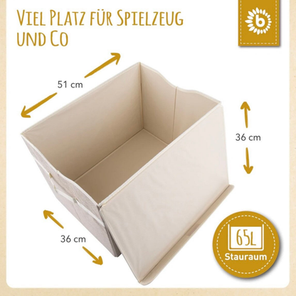 Löwen-Aufbewahrungsbox mit Namen als dekoratives Organisationselement im Kinderzimmer, Maße: 51x36x36 cm