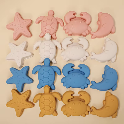Sandspielzeugförmchen aus Silikon in Rosa, Beige, Blau oder Gelb