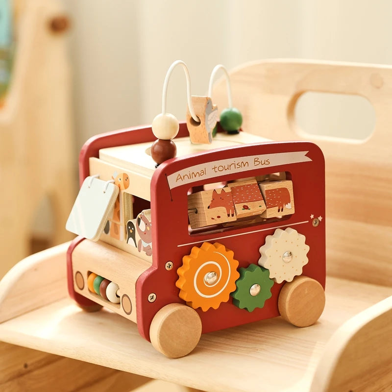 Wooden toy car motor skills cube / gift boy