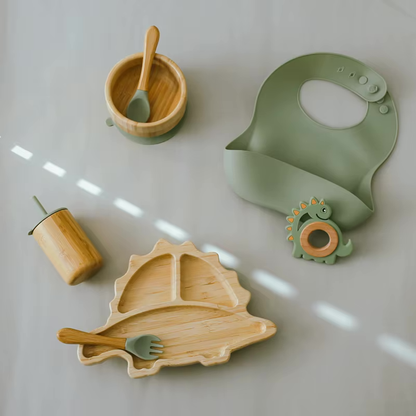 Personalisierter Babyteller mit Saugnapf/Dino Kinderteller