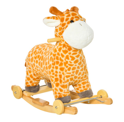Gelbe Schaukelgiraffe mit Rollen und Schaukelkufen für Kinderzimmer