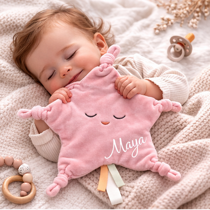 Personalisiertes Babygeschenk zur Geburt - Schmusetuch mit Name Rosa Mädchengeschenk