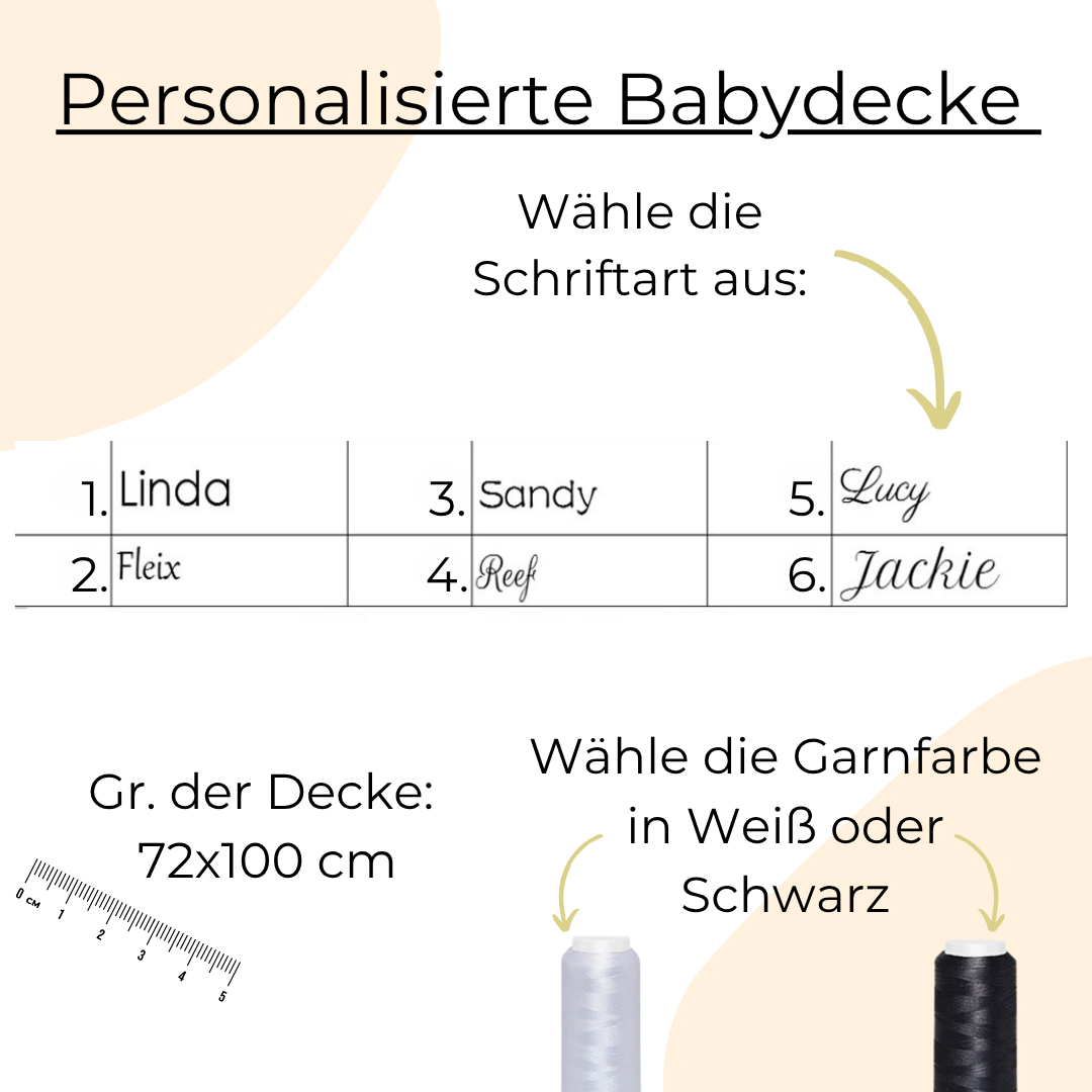 Personalisierte Babydecke / gestickter Name Rosa