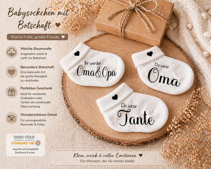Babysocke Du Wirst Tante, Babysocke Ihr werdet Oma und Opa, Babysocke Du wirst Oma, wunderschöne Schwangerschaft verkünden 