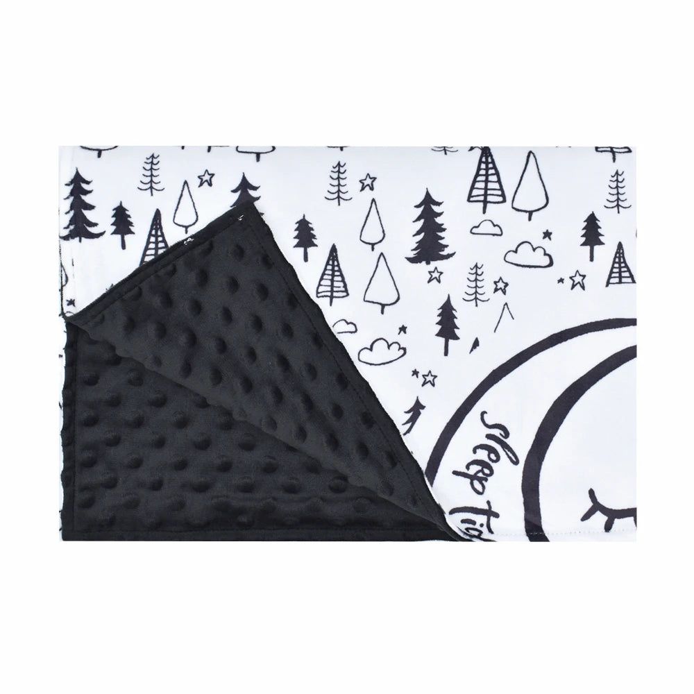 Personalisierte Babydecke / gestickter Name Schwarz/Weiß