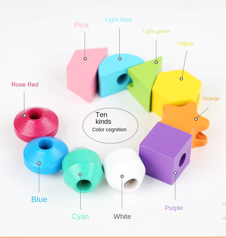 Montessori wooden stacking game – educational toy for ages 2 and up | Adding colors and shapes