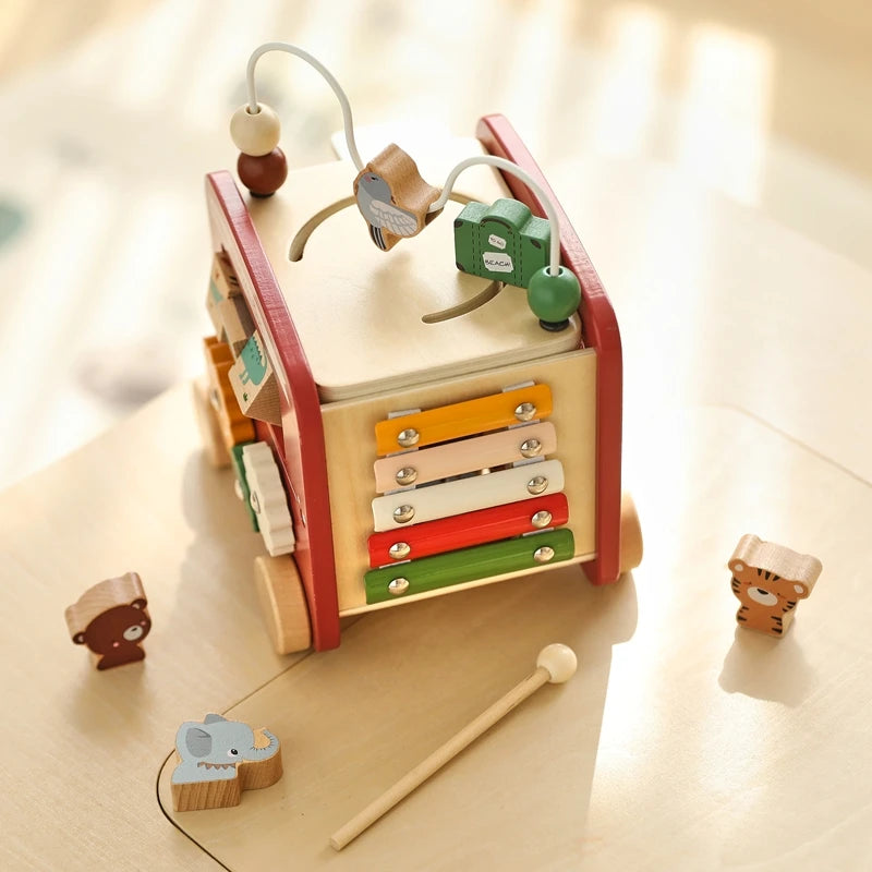 Wooden toy car motor skills cube / gift boy