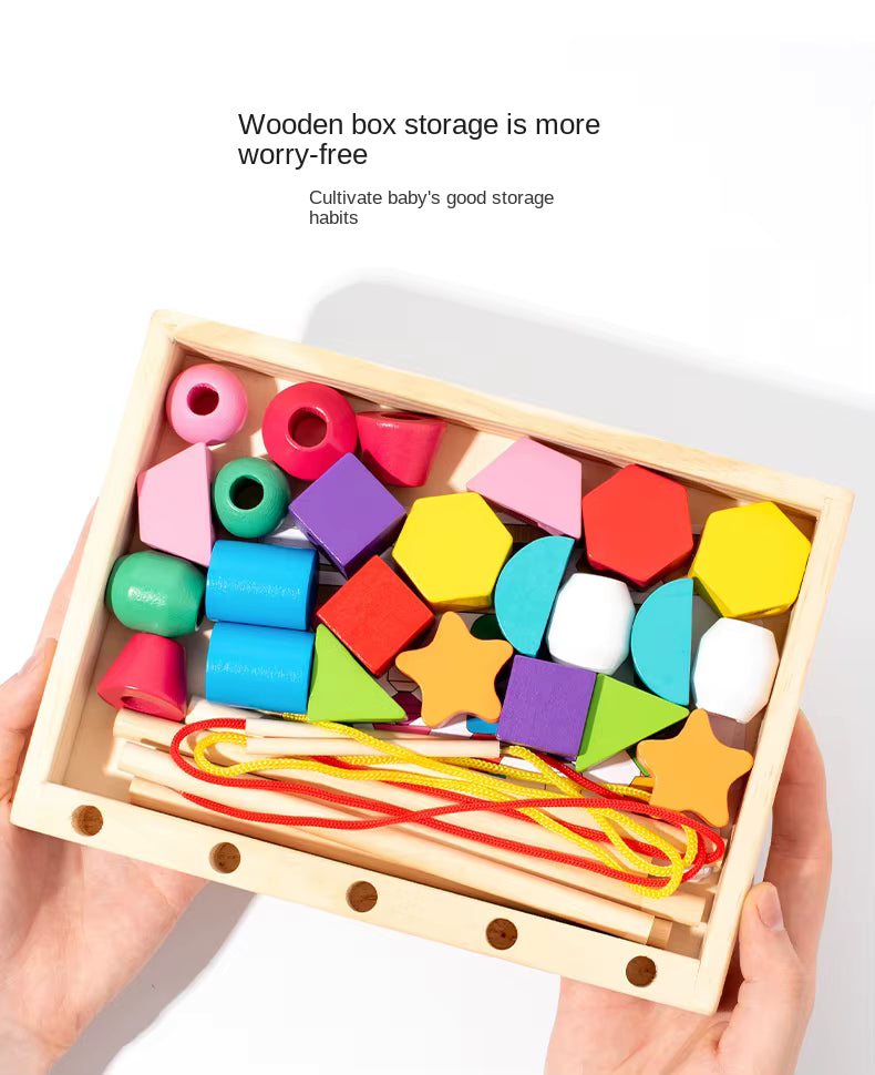 Montessori wooden stacking game – educational toy for ages 2 and up | Adding colors and shapes