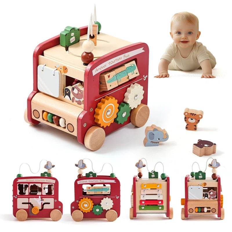 Wooden toy car motor skills cube / gift boy