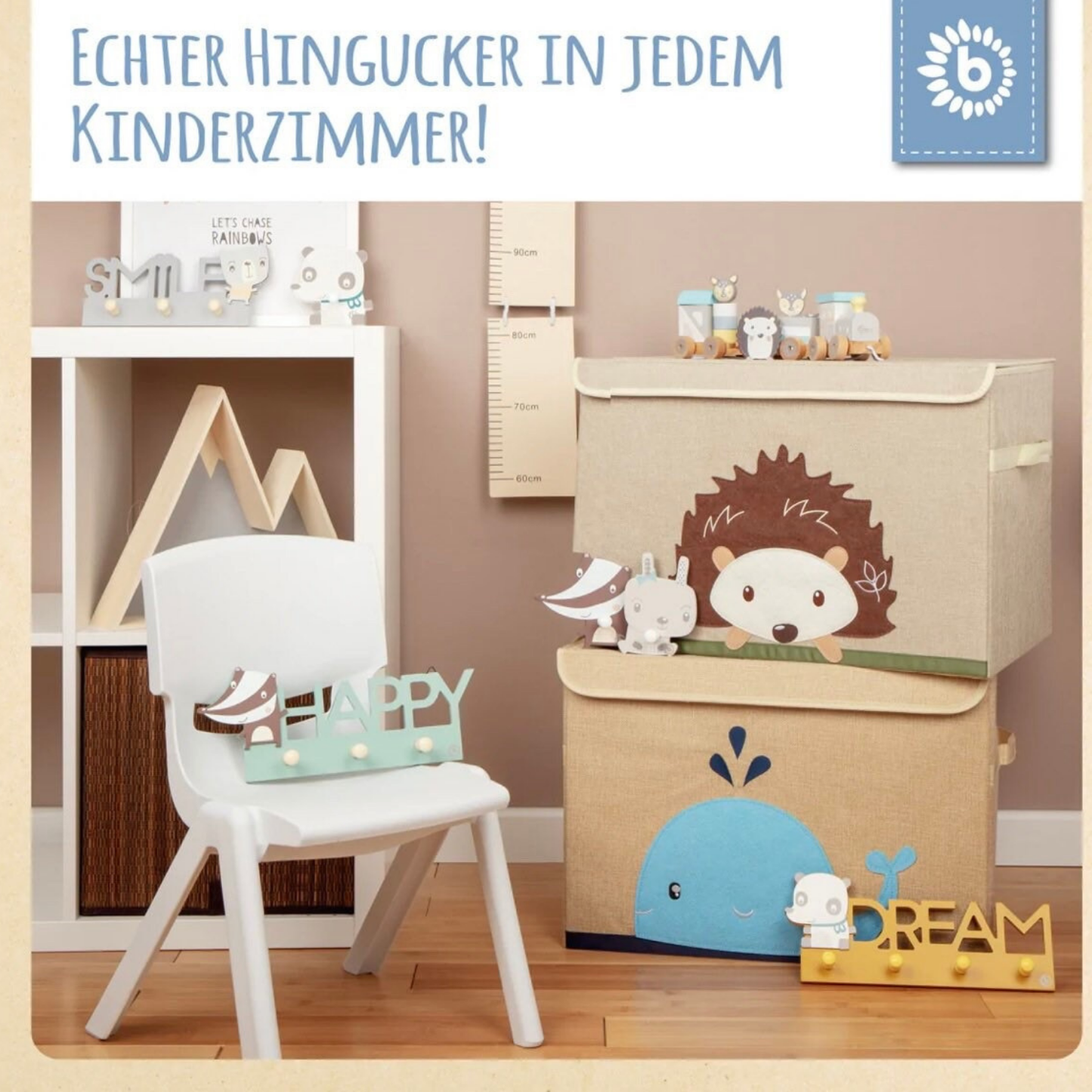Personalisierte Aufbewahrungsbox mit Igel-Design als stilvolle Kinderzimmer-Deko mit praktischem Stauraum