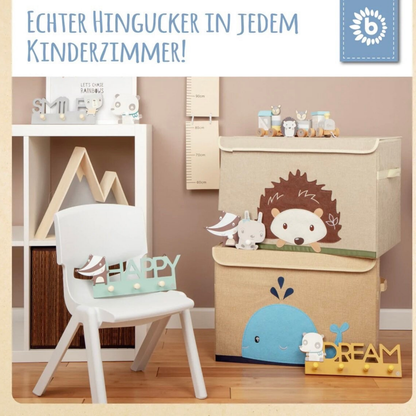 Personalisierte Aufbewahrungsbox mit Igel-Design als stilvolle Kinderzimmer-Deko mit praktischem Stauraum