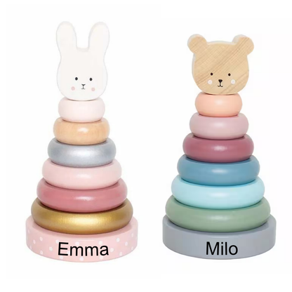 Jabadabado Stapelturm Holz Teddy oder Hase personalisiert mit Namen