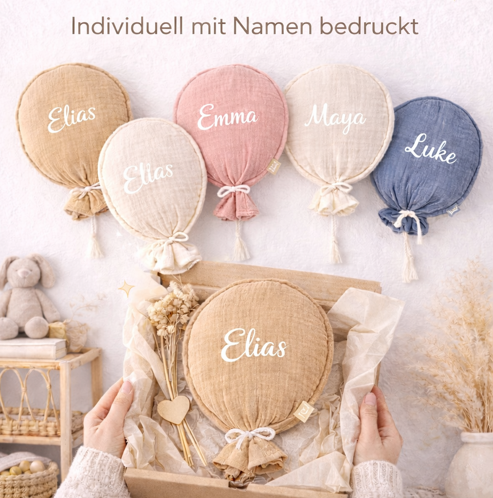 Personalisierte Stoffballon Dekoration aus Stoff für Jungen und Mädchen