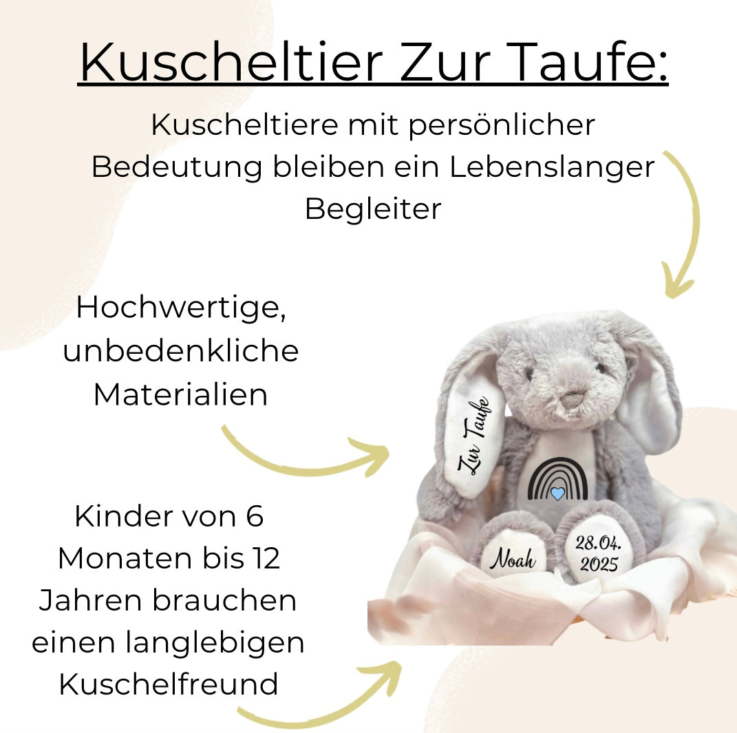 Kuscheltier zur Taufe personalisiert mit Name – emotionale Geschenkidee für Babys & Kleinkinder