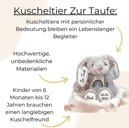 Kuscheltier zur Taufe personalisiert mit Name – emotionale Geschenkidee für Babys & Kleinkinder