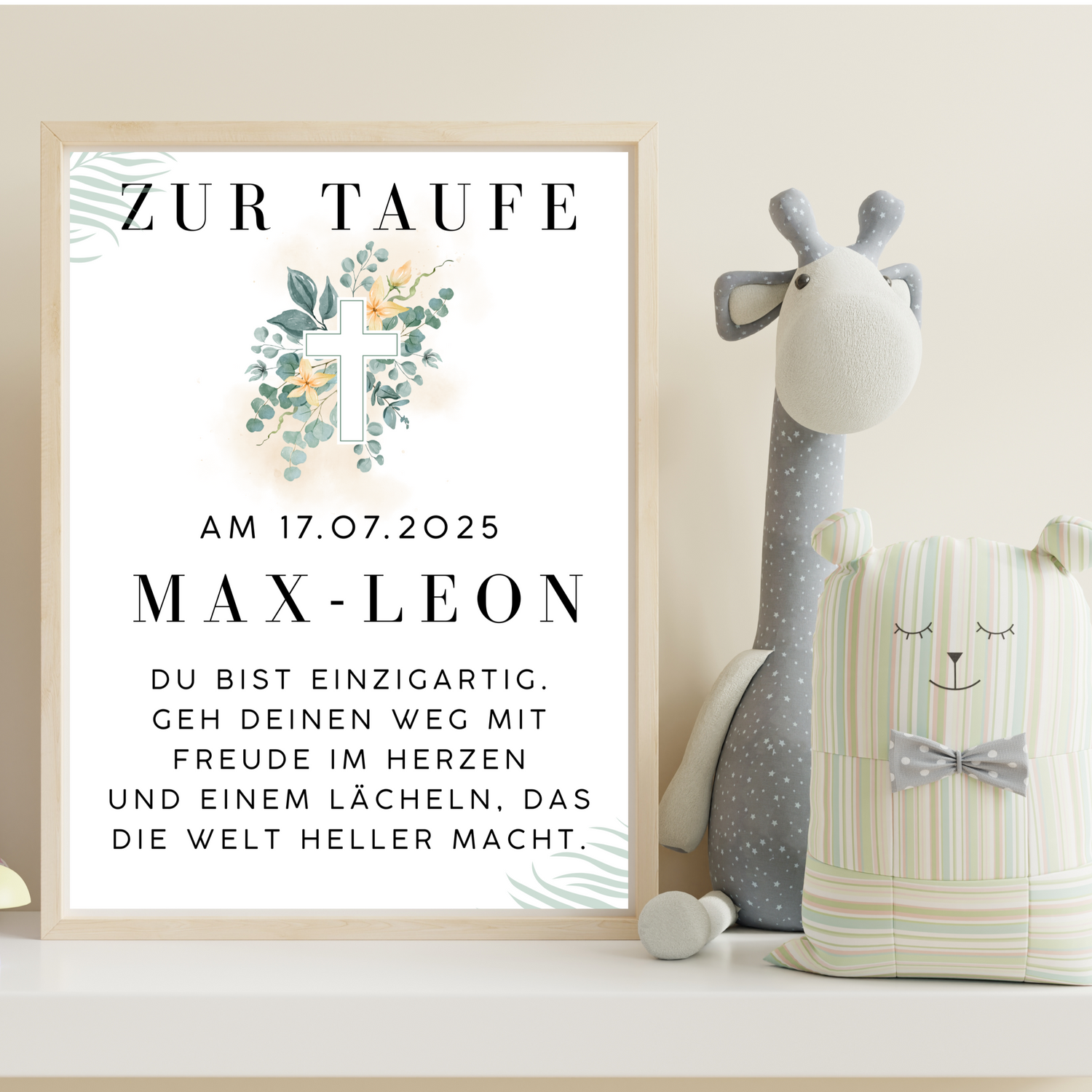 Taufposter mit Taufdatum - Personalisiertes Poster mit schönem Spruch