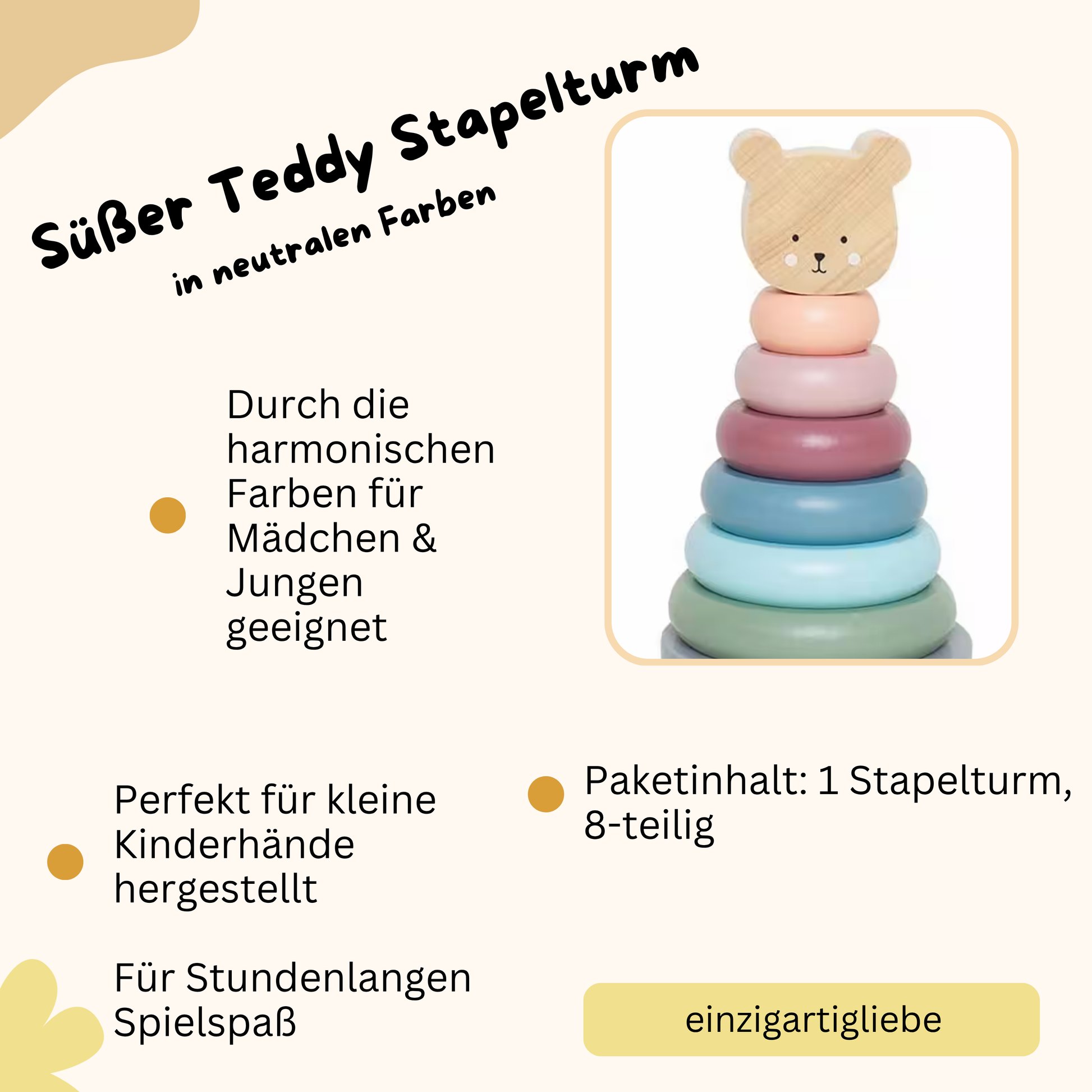 Teddy Stapelturm von Jabadabado für Mädchen und Jungen geeignet 8 teilig