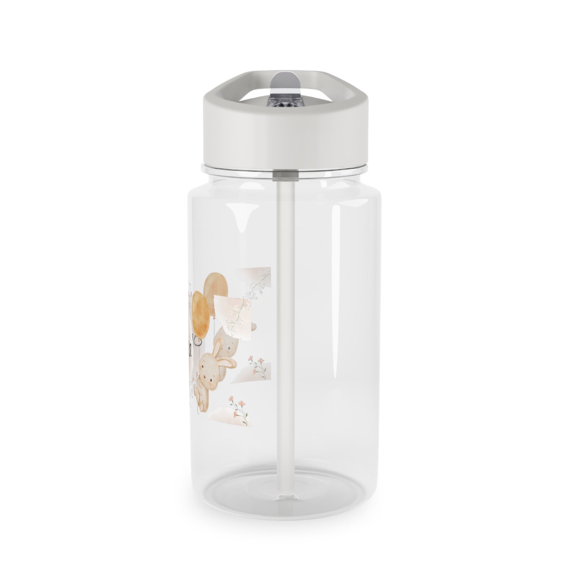 Trinkflasche mit Namen für Kinder – personalisiertes Hasenmotiv, fröhlich & farbenfroh