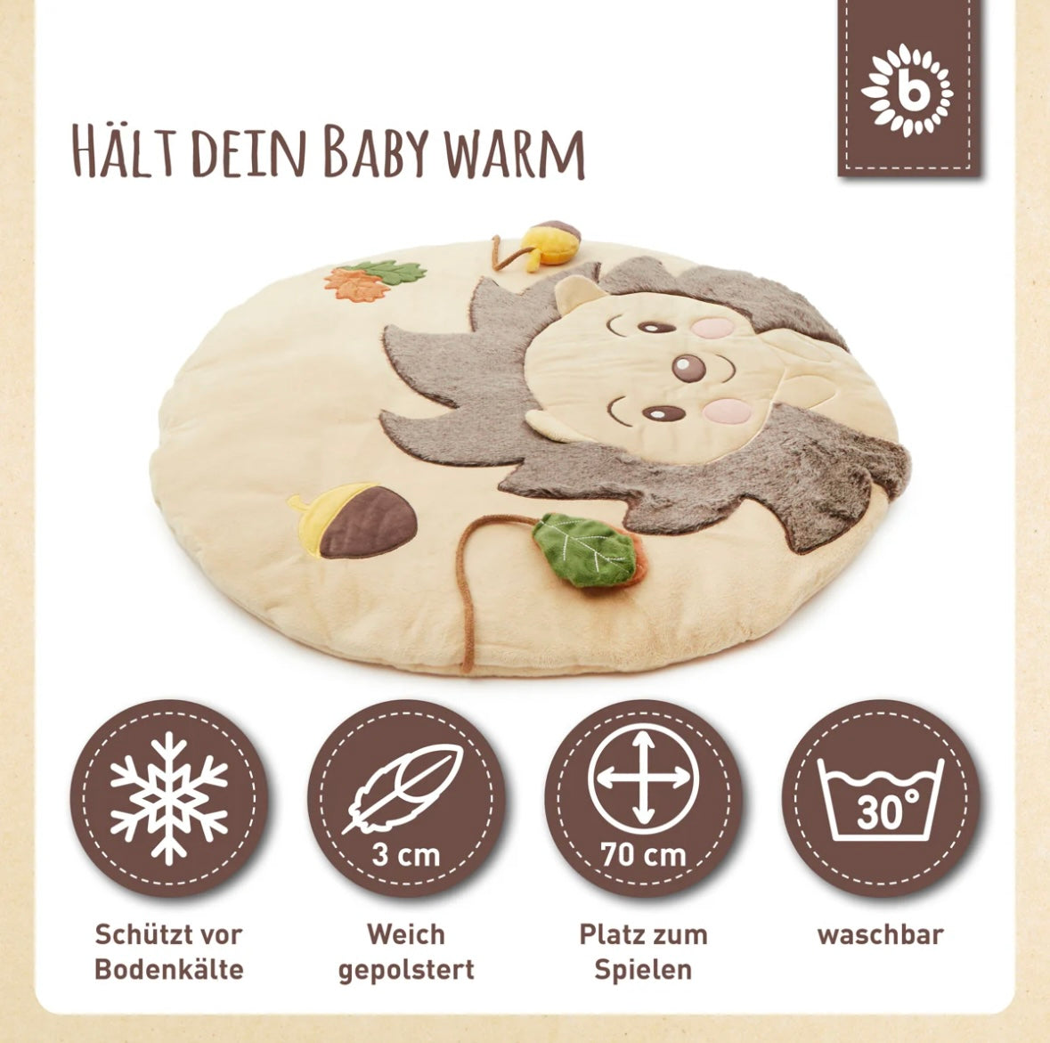 Kuschelweiche Babydecke für unter den Spielbogen, Geschenke zur Geburt