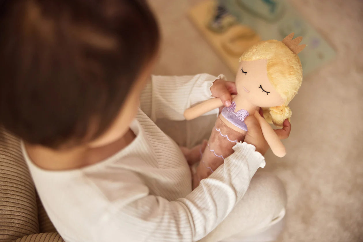 Weiches Meerjungfrau Kuscheltier in Rosa – Jollein Stoffpuppe mit Name & Geburtsdaten personalisierbar