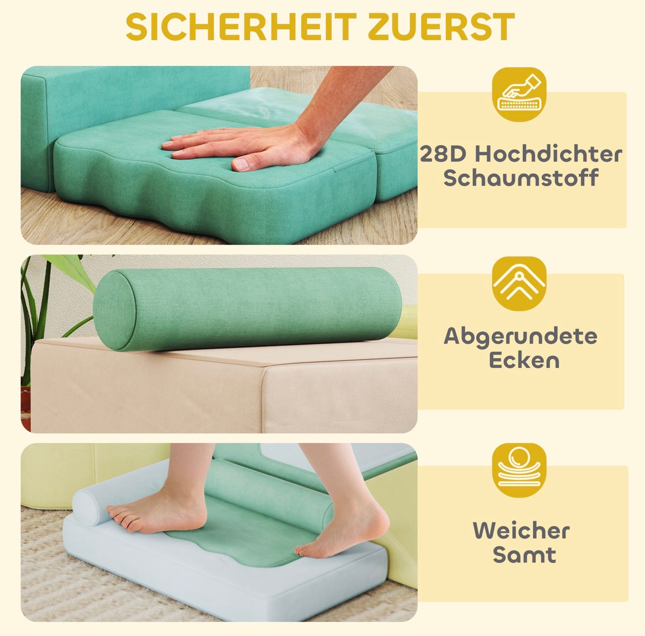 Weiches Bällebad mit Pastellfarben für Babys und Kleinkinder im Wohnraum