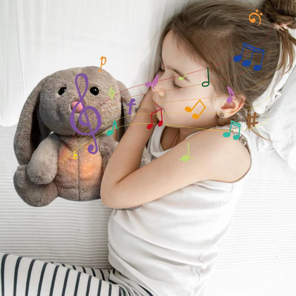 Weiches Einschlaf-Kuscheltier Hase mit Atmung, Soundeffekten und sanften Lichtern