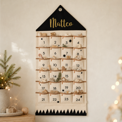 Personalisierter Adventskalender mit Name Matteo und 24 Taschen zum Befüllen