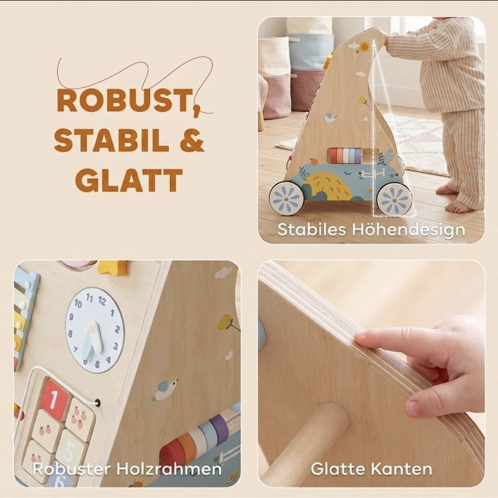 Robuster Lauflernwagen aus Mehrschichtplatte mit glatten, kinderfreundlichen Kanten