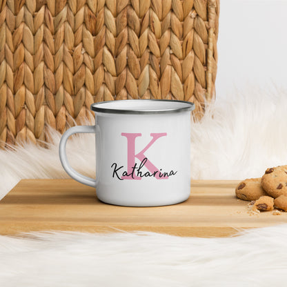 Personalisierte Emaille-Tasse für Kinder – Mit Namen & inspirierendem Spruch - einzigartigliebe