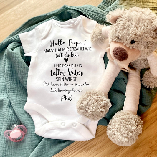 Babybody Hallo Papa zur Schwangerschaftsverkündung