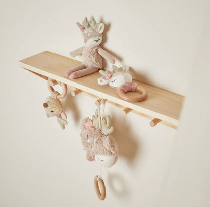 Kleines Kuscheltier mit Rassel / Personalisiert mit Namen und Geburtsdaten / Reh - einzigartigliebe