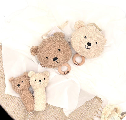 Teddy Spieluhr mit Name / Teddy Rassel mit Name oder als Set erhältlich / Beige & Braun - einzigartigliebe