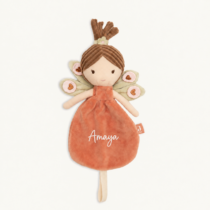 Personalisiertes Jollein Schmusetuch Fairy Mae mit kleinem weißen Namen Amaya