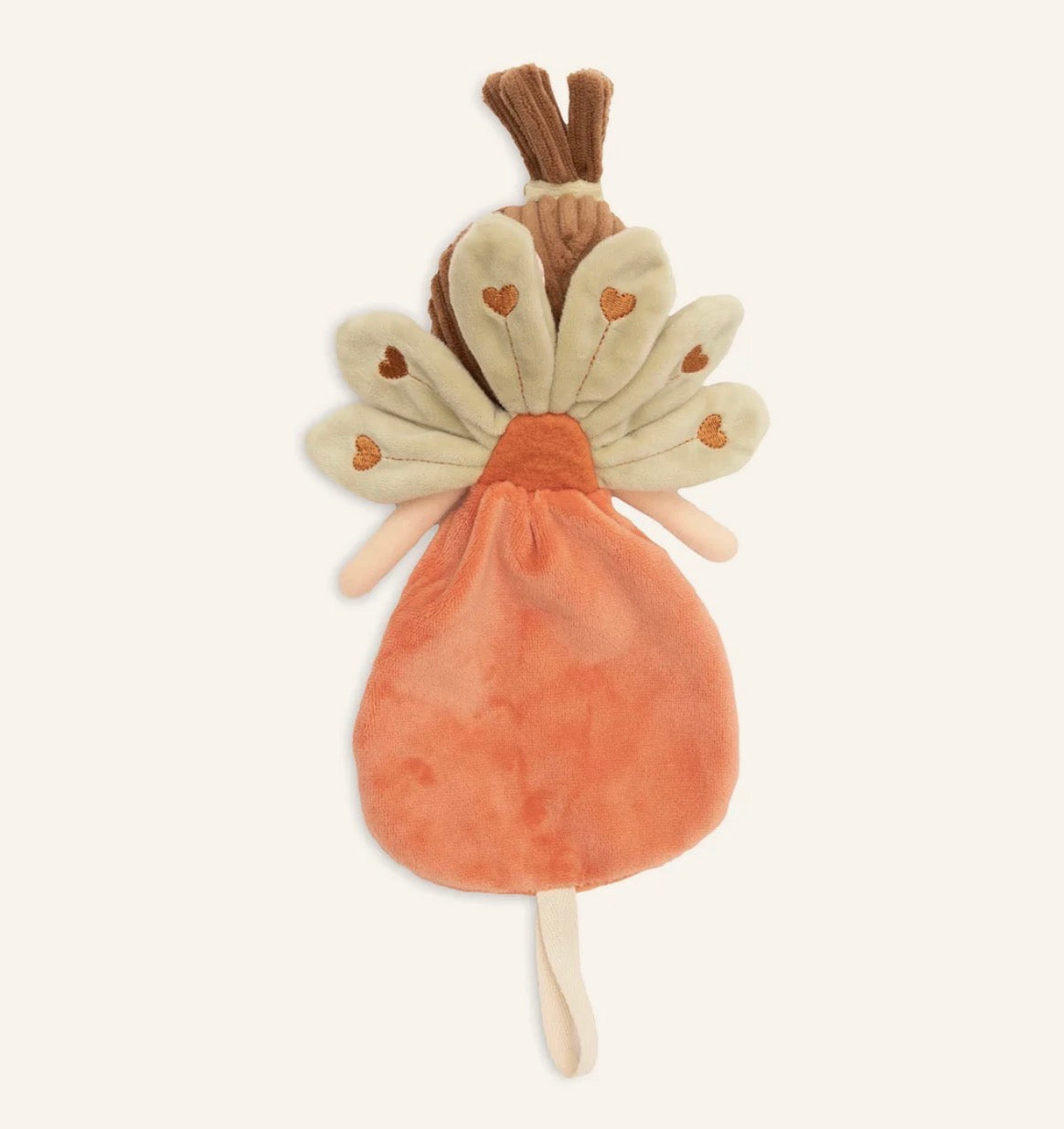 Rückseite des Jollein Schmusetuchs Fairy Mae mit grünen Herzflügeln