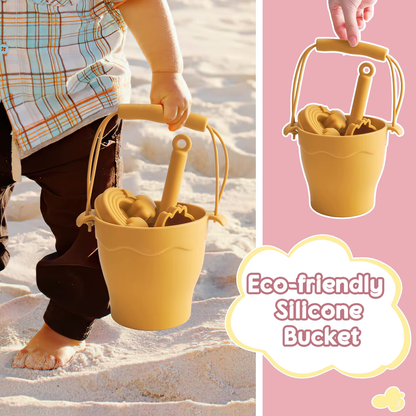 Öko freundliches Sandspielzeug aus Silikon in Rosa, Beige, Blau oder Gelb