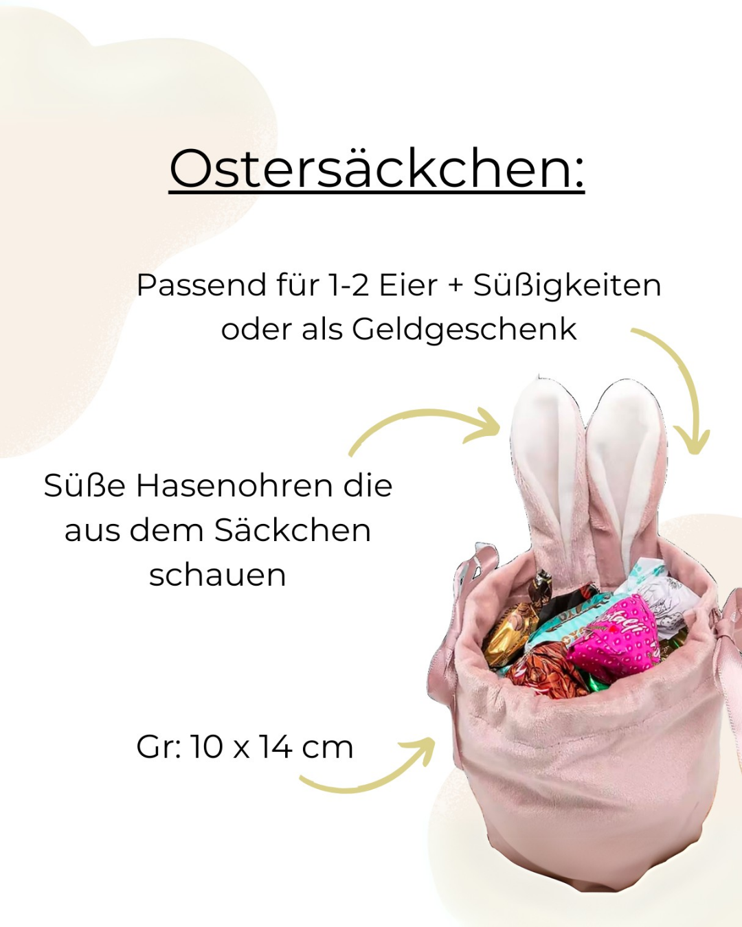 Ostersäckchen mit Name in verschiedenen Farben