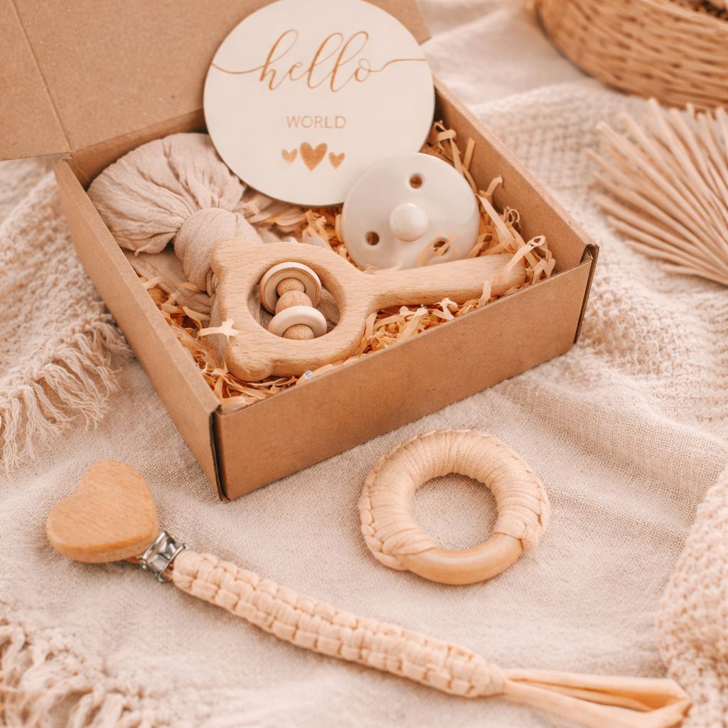 Personalisiertes 6-teiliges Baby Geschenkset zur Geburt