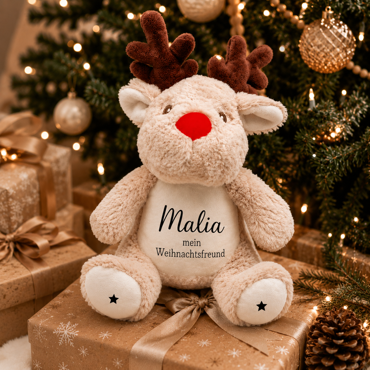 Personalisiertes Weihnachtsrentier mit Namen Malia als Weihnachtsgeschenk