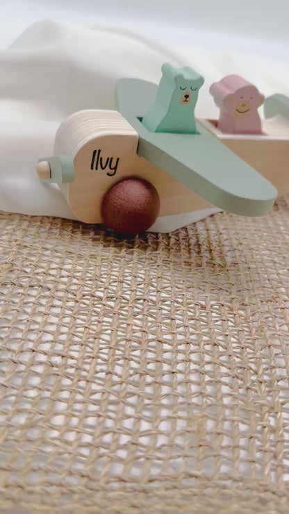 Flugzeug aus Holz mit Gravur - Holzspielzeug für Kinder