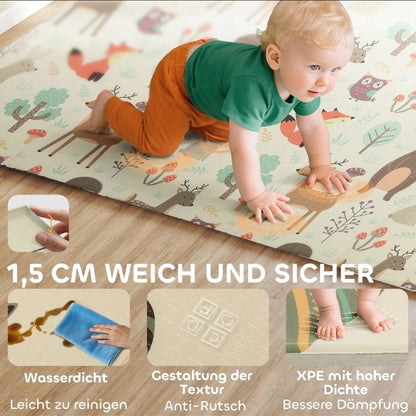 1,5 cm dicke Baby Spielmatte wasserfest rutschfest und leicht zu reinigen