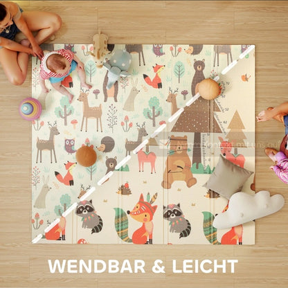 Wendbare leichte Baby Krabbelmatte mit Waldtieren für Kinderzimmer und Spielen