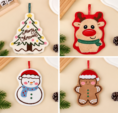 Weihnachtliche Handtücher mit Tannenbaum Rentier Schneemann und Lebkuchenmann