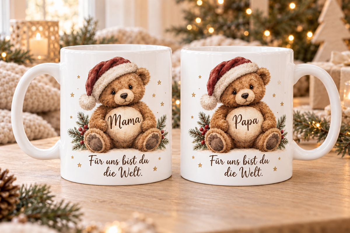 Weihnachtstasse Mama oder Papa – Motivvarianten